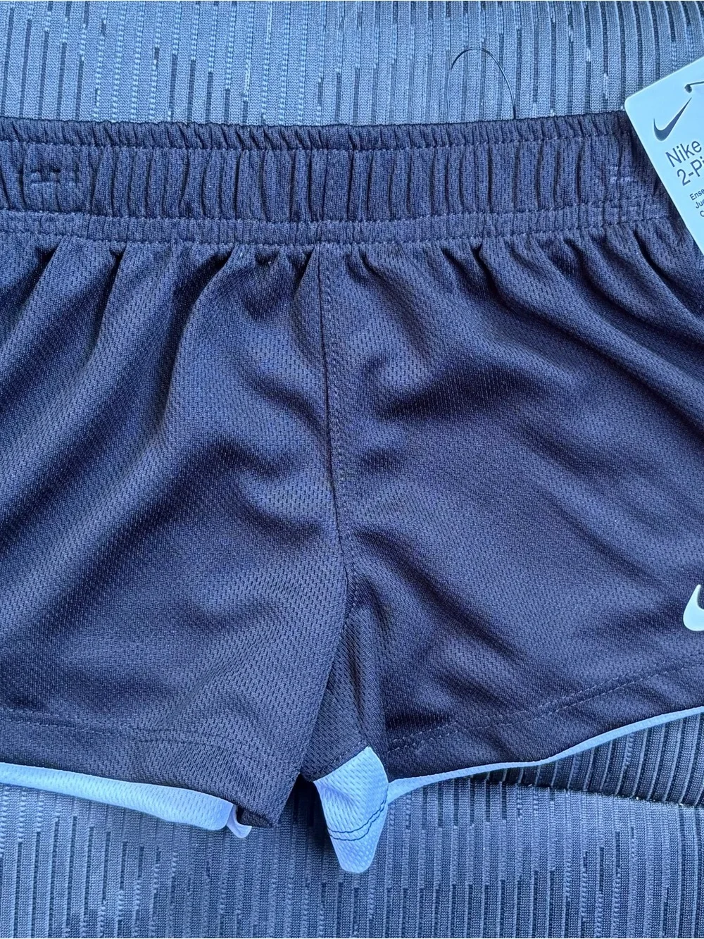 Nike Kids 2-Piece Active Set - Gray Top with Red Swoosh & Black Shorts
